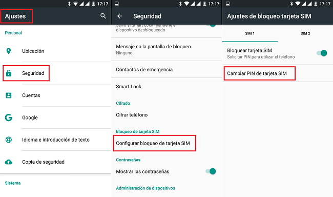 Android-CambiarPIN